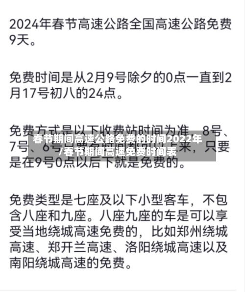 春节期间高速公路免费的时间2022年/春节期间高速免费时间表-第1张图片