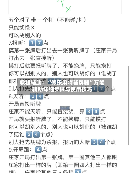 教程辅助！“微乐麻将辅牌器	”万能辅助详细步骤与使用技巧-第1张图片