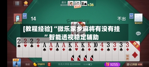 [教程经验]“微乐家乡麻将有没有挂	”智能透视稳定辅助-第1张图片