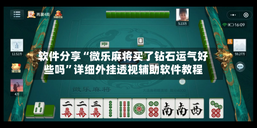 软件分享“微乐麻将买了钻石运气好些吗”详细外挂透视辅助软件教程