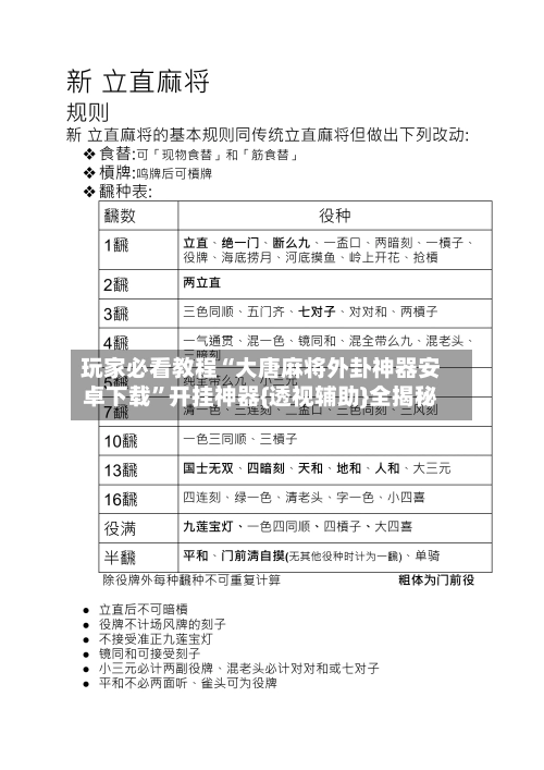 玩家必看教程“大唐麻将外卦神器安卓下载”开挂神器{透视辅助}全揭秘