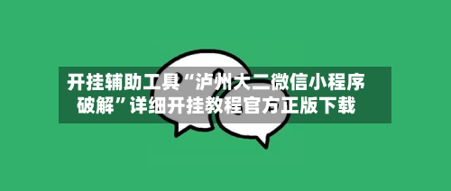 开挂辅助工具“泸州大二微信小程序破解	”详细开挂教程官方正版下载-第2张图片