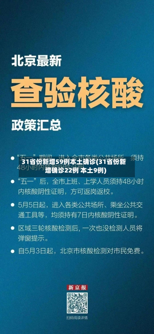 31省份新增59例本土确诊(31省份新增确诊22例 本土9例)