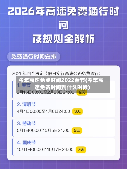 今年高速免费时间2022春节(今年高速免费时间到什么时候)