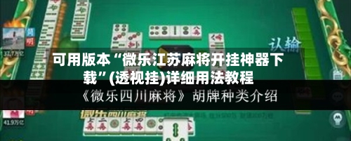 可用版本“微乐江苏麻将开挂神器下载”(透视挂)详细用法教程-第3张图片