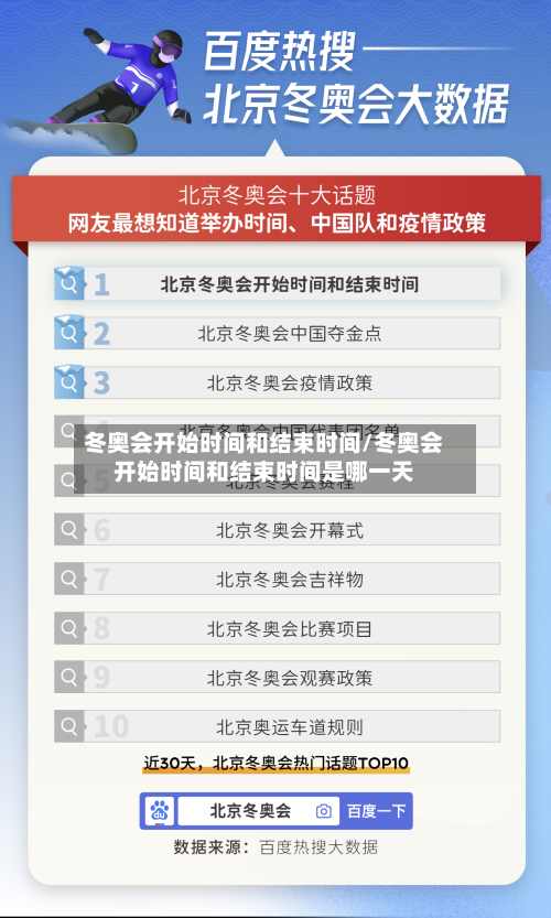 冬奥会开始时间和结束时间/冬奥会开始时间和结束时间是哪一天