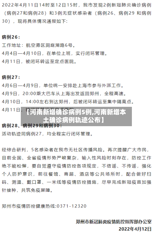 【河南新增确诊病例5例,河南新增本土确诊病例轨迹公布】