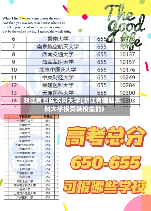 浙江有哪些本科大学(浙江有哪些本科大学接受转校生的)