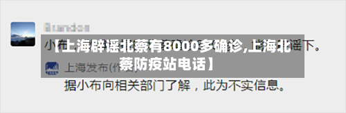 【上海辟谣北蔡有8000多确诊,上海北蔡防疫站电话】