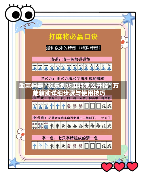 助赢神器“欢乐划水麻将怎么开挂”万能辅助详细步骤与使用技巧-第3张图片