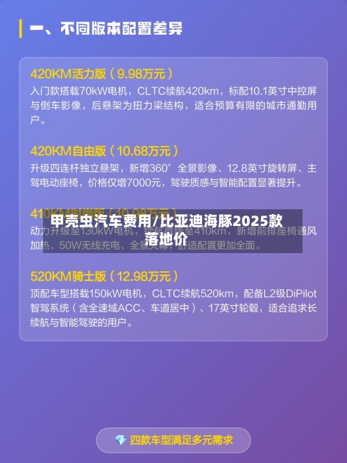 甲壳虫汽车费用/比亚迪海豚2025款落地价