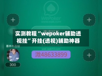 实测教程“wepoker辅助透视挂”开挂(透视)辅助神器
