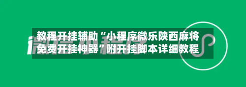 教程开挂辅助“小程序微乐陕西麻将免费开挂神器	”附开挂脚本详细教程-第2张图片